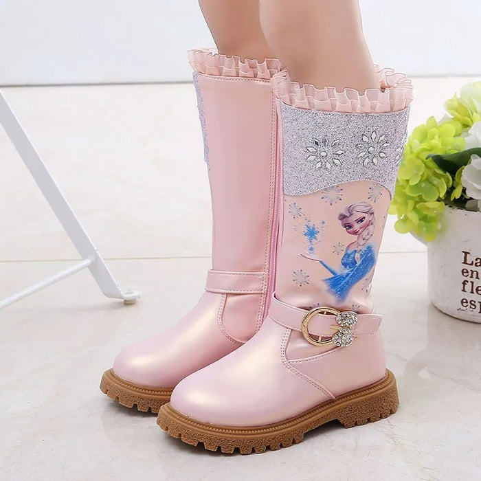 Frozen Elsa Printed Boots With Zip