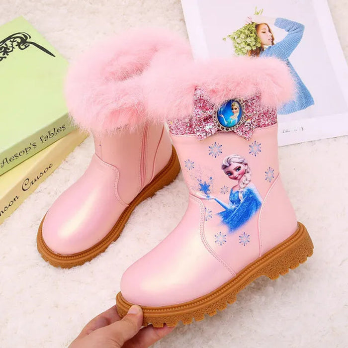 Frozen Elsa Printed Boots With Zip