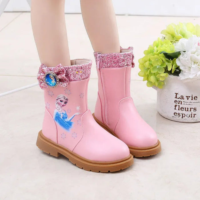 Frozen Elsa Printed Boots With Zip