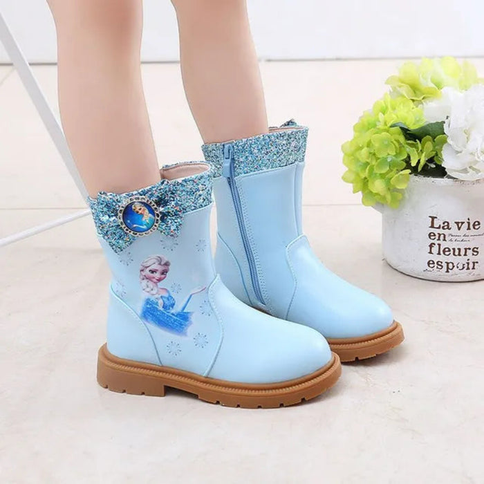 Frozen Elsa Printed Boots With Zip