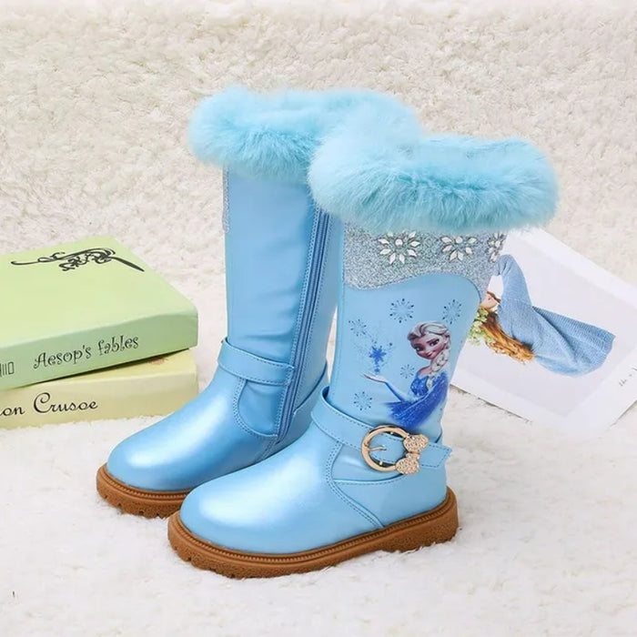 Frozen Elsa Printed Boots With Zip