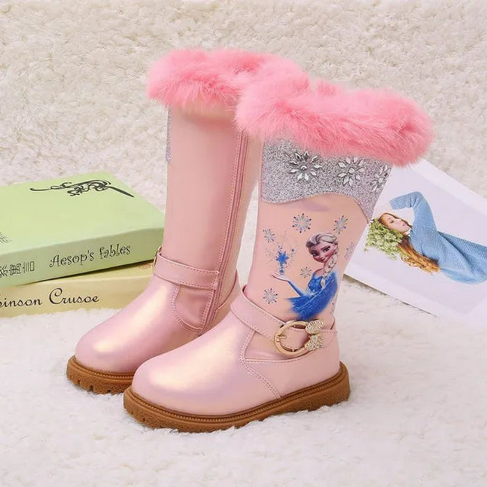 Frozen Elsa Printed Boots With Zip