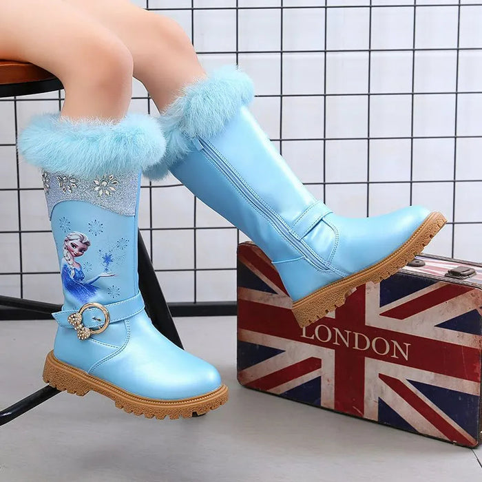 Frozen Elsa Printed Boots With Zip