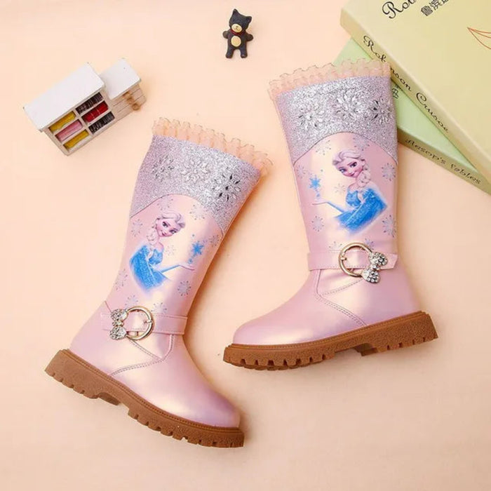 Frozen Elsa Printed Boots With Zip