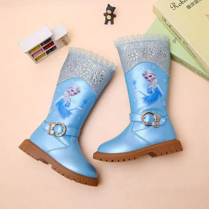 Frozen Elsa Printed Boots With Zip