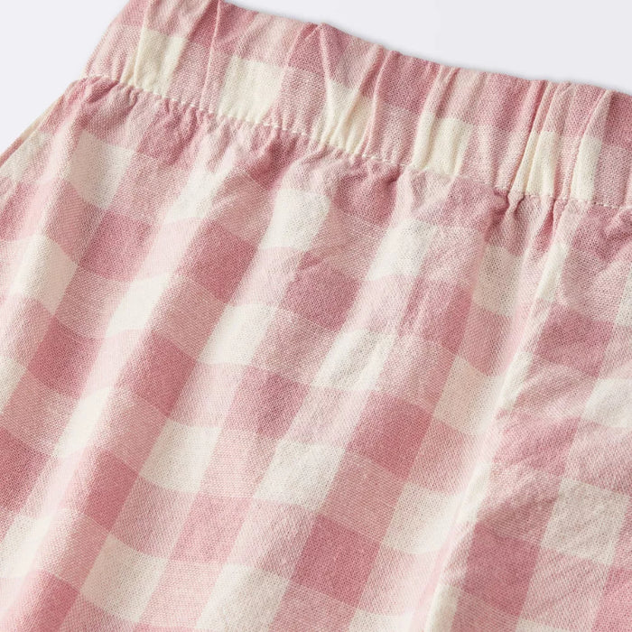 Gingham Long Sleeve Top And Shorts Set
