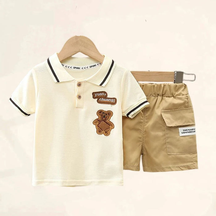 Kids Polo T Shirt And Pants Bear Designs Sets