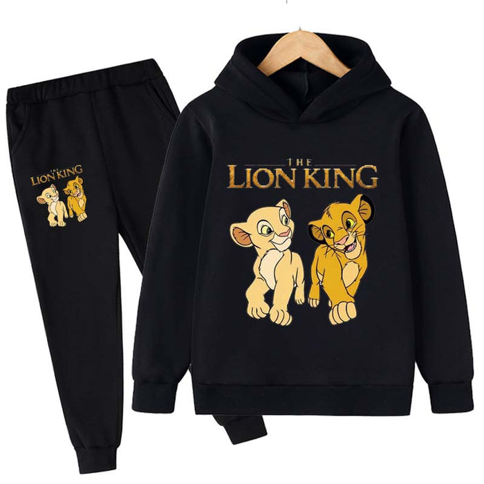 Kids Lion King Print Hoodies And Long Pants Sets