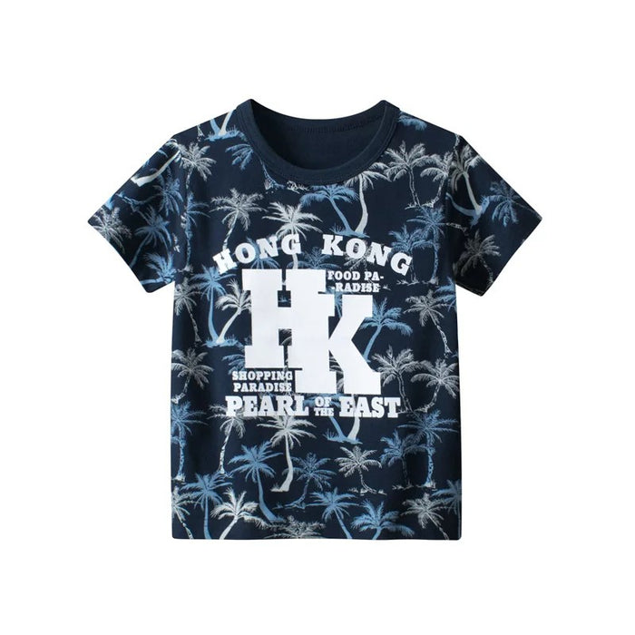 Leaf Letter Print Short Sleeve T Shirt