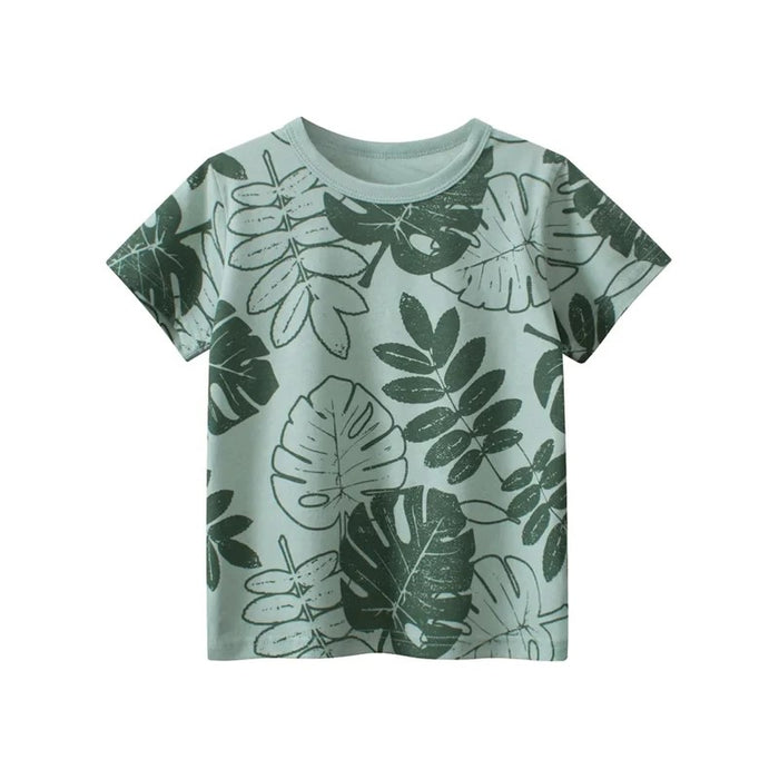 Leaf Letter Print Short Sleeve T Shirt