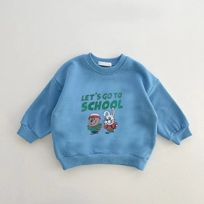 Lets Go To School Printing Long Sleeved Sweatshirt