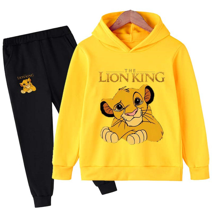 Lion King Print Hoodies And Long Pants Sets