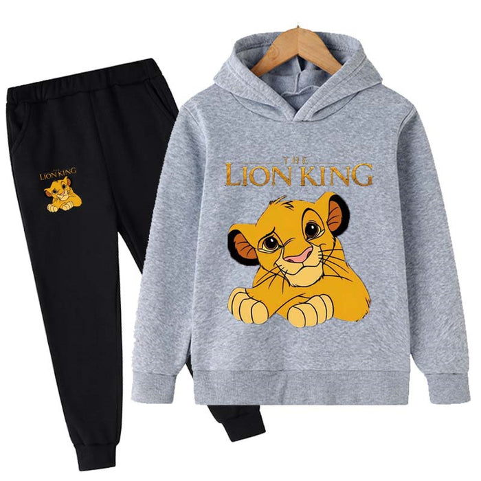 Lion King Print Hoodies And Long Pants Sets