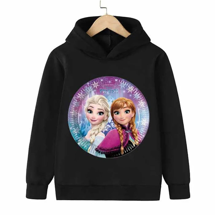 Long Sleeve Elsa And Anna Print Casual Hoodie