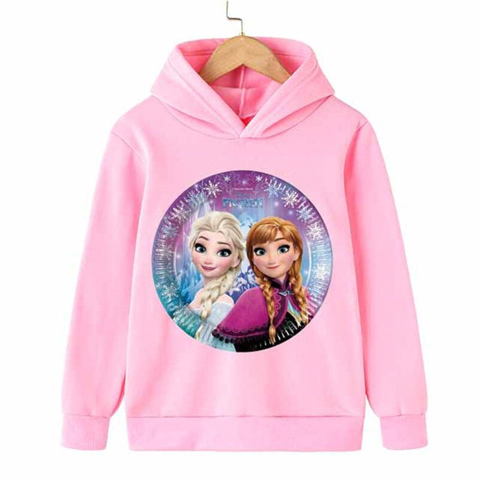 Long Sleeve Elsa And Anna Print Casual Hoodie