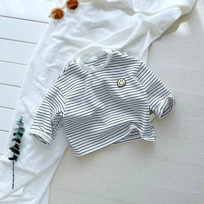 Long Sleeve Strips Pattern T Shirt