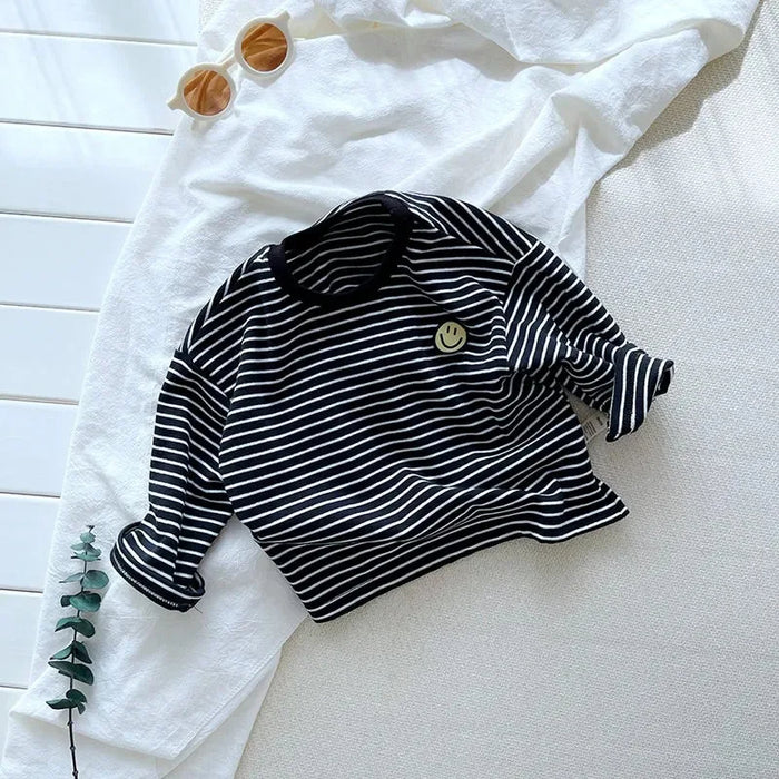 Long Sleeve Strips Pattern T Shirt