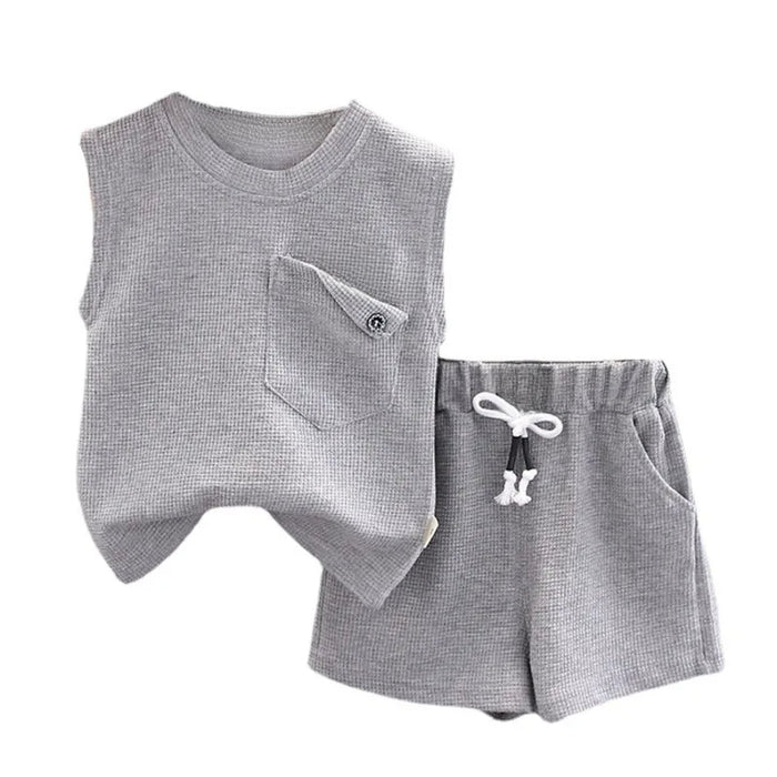 Minimalist Summer Vest And Shorts Set For Toddlers