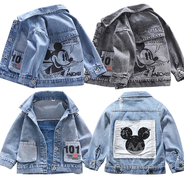 Kids Cartoon Denim Jackets Mickey Mouse Designs