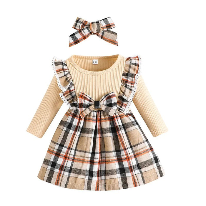 Plaid Dress With Bow For Toddlers