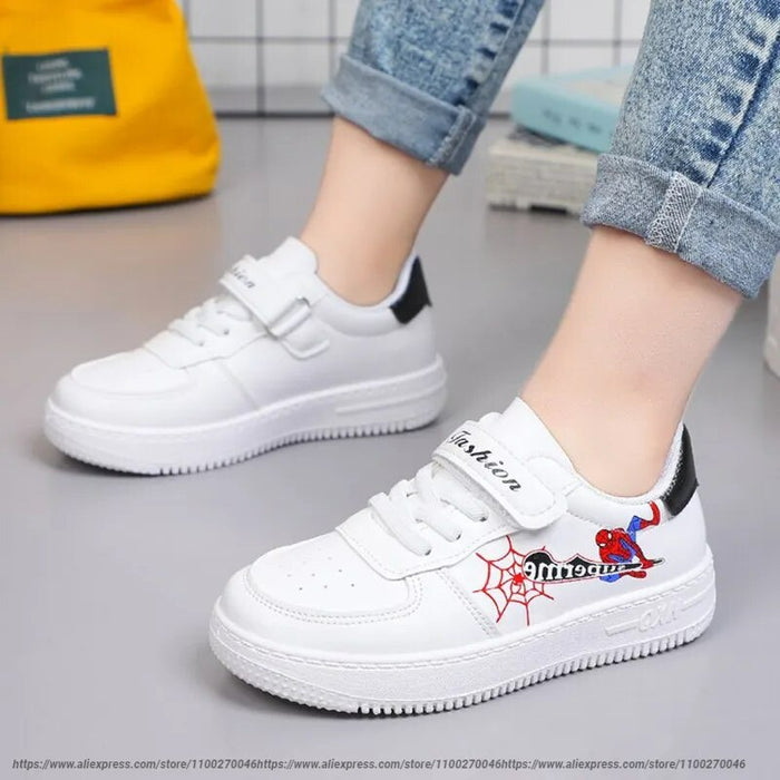 Plain Pattern Spiderman Print Casual Sneakers