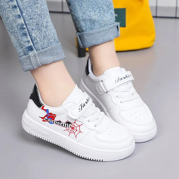 Plain Pattern Spiderman Print Casual Sneakers