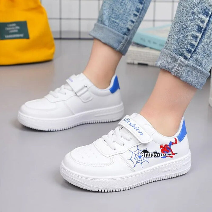 Plain Pattern Spiderman Print Casual Sneakers