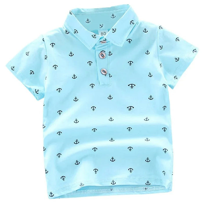 Print Short Sleeve Collar Shirt