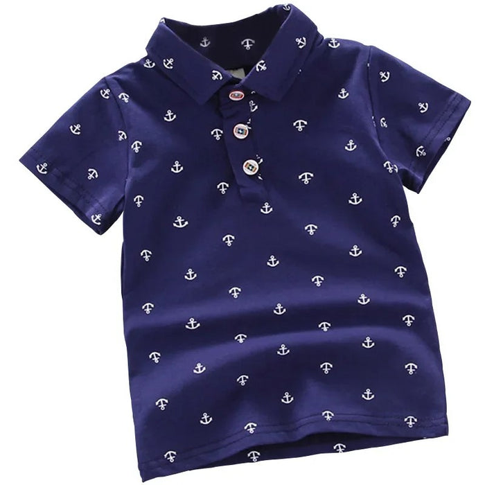 Print Short Sleeve Collar Shirt