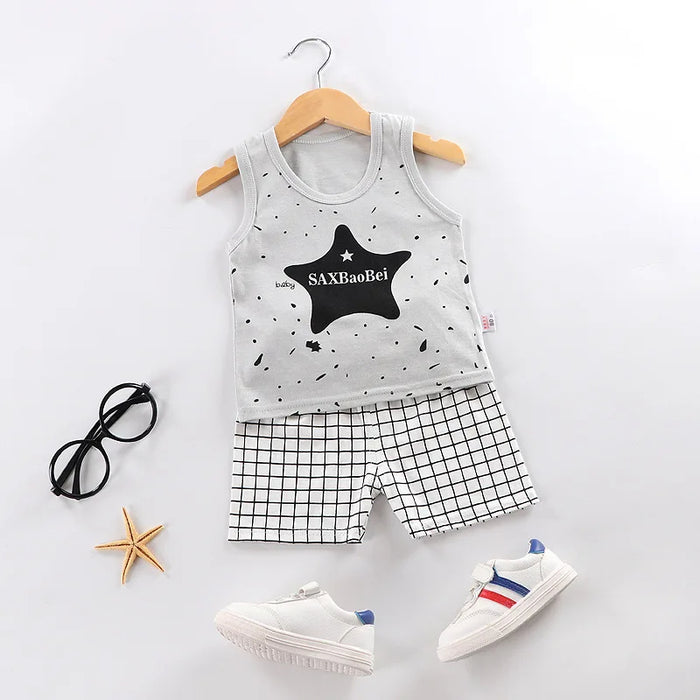 Start Printed Vest Shorts Sets