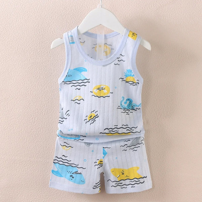 Start Printed Vest Shorts Sets