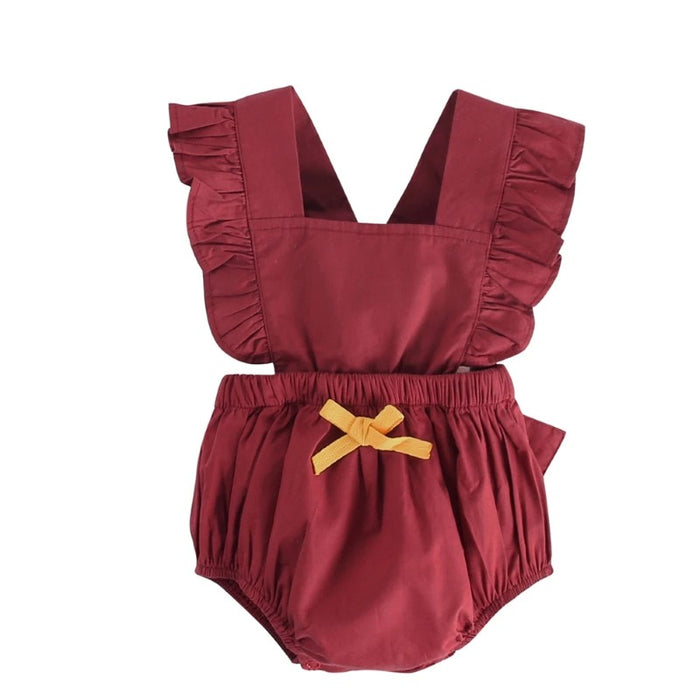 Ruffle Romper With Bow Accent