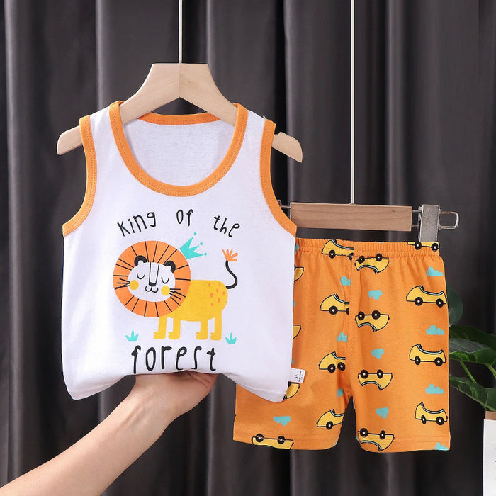 Sleeveless T Shirts Shorts Set