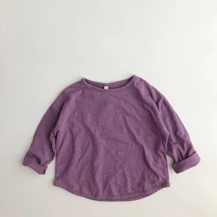 Solid Colored Casual Long Sleeve T Shirts