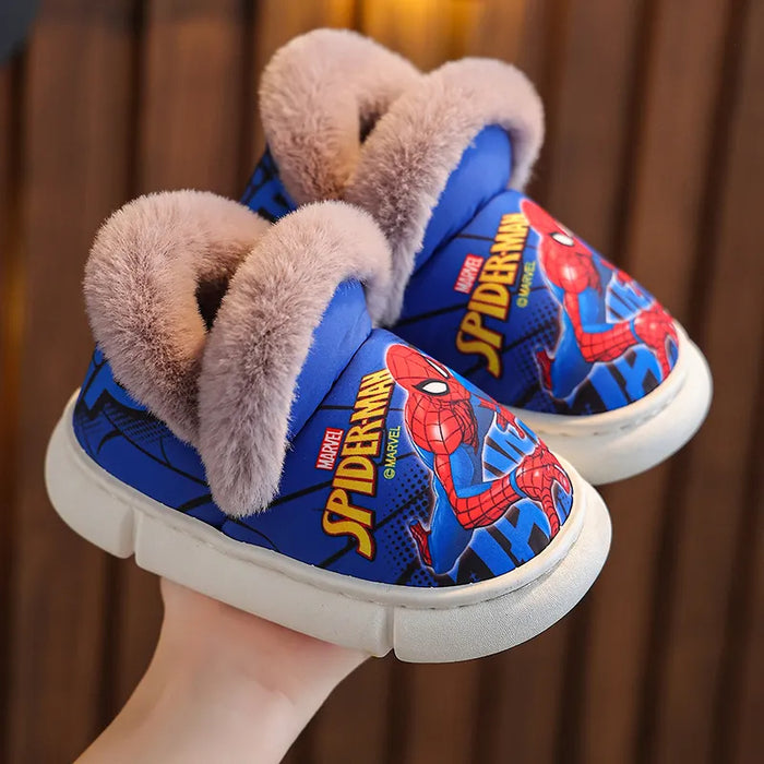 Spiderman Patterned Casual Sliders With Fur