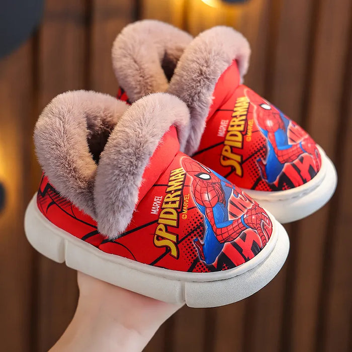 Spiderman Patterned Casual Sliders With Fur