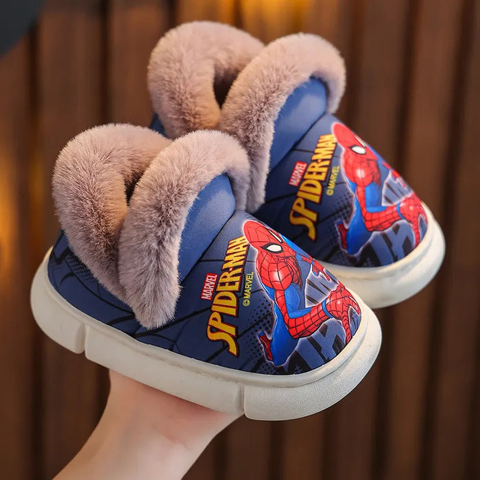 Spiderman Patterned Casual Sliders With Fur