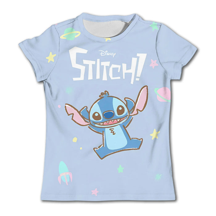 Kids Galactic Blue Stitch T Shirt