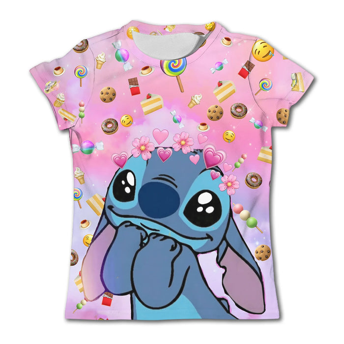 Kids Galactic Blue Stitch T Shirt