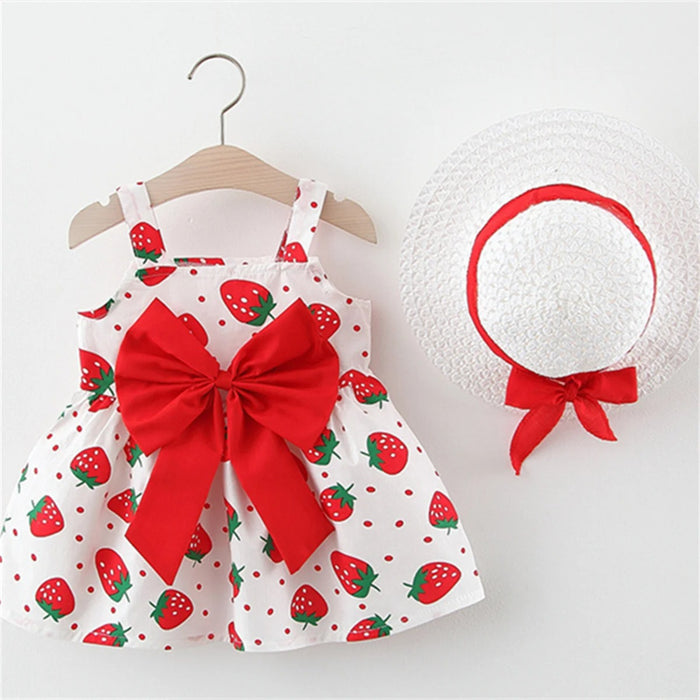 Strawberry Summer Dress With Sun Hat