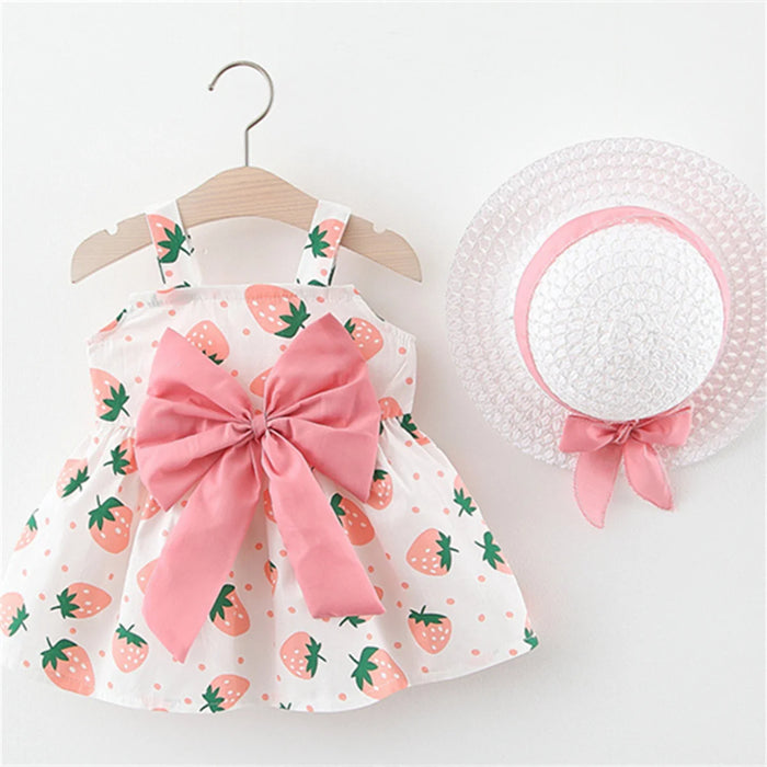 Strawberry Summer Dress With Sun Hat