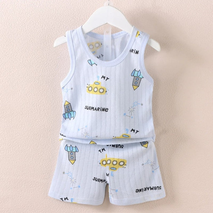 Summer Printed Vest Shorts Sets