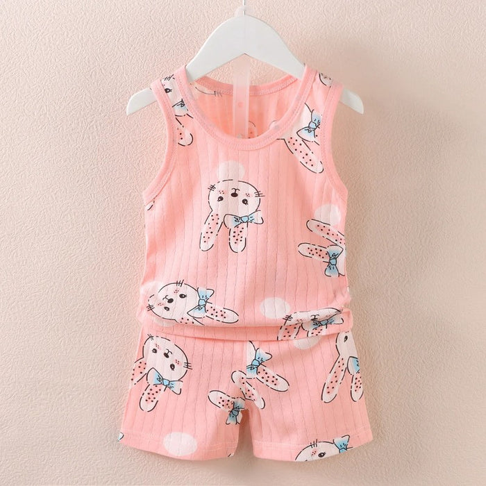 Summer Printed Vest Shorts Sets