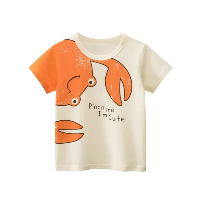 Short Sleeve Crab Graphic Kids T Shirt