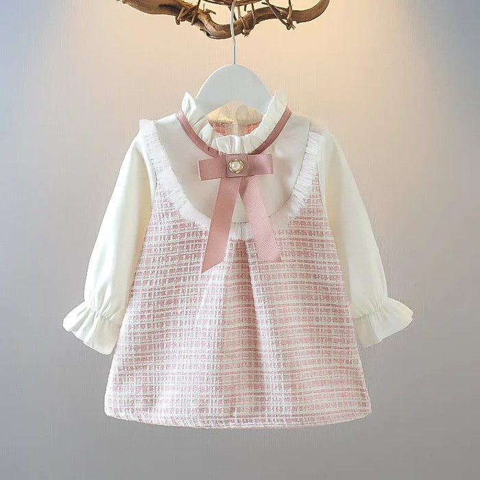 Vintage Toddler Dress With Contrast Collar And Bow