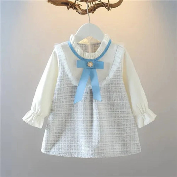 Vintage Toddler Dress With Contrast Collar And Bow