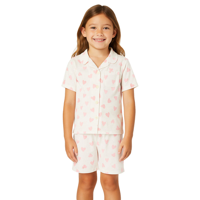Cordate Printed Snug Fit Short Sleeve Pajamas