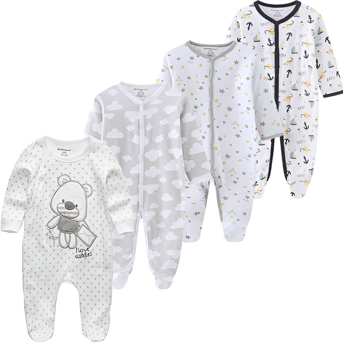 4-Pieces Long Sleeves Rompers
