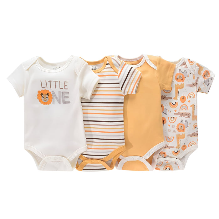 4Pcs Newborn Baby Short Sleeve Cotton Jumpsuit