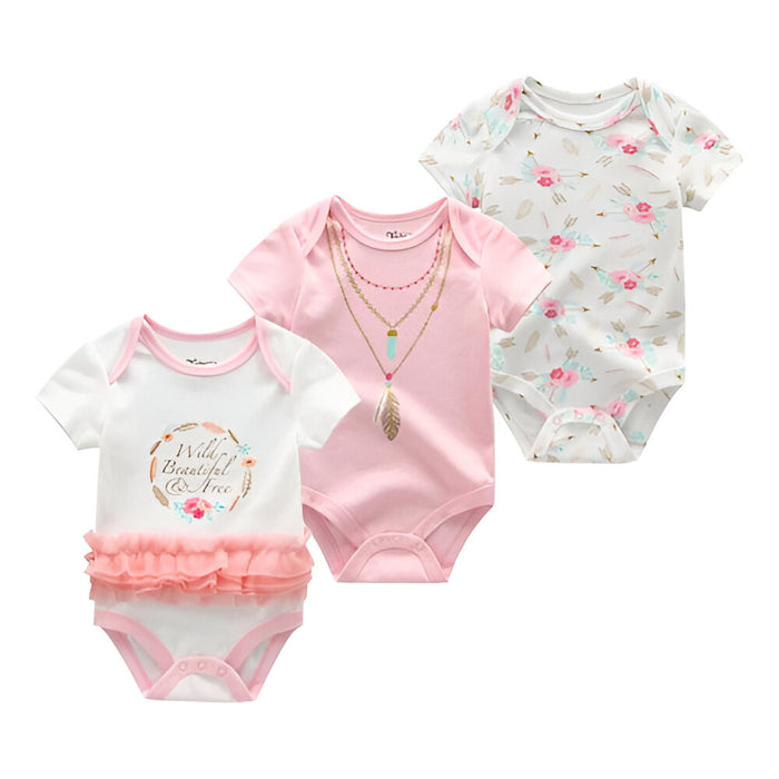 O Neck Collar 3 Piece Baby Bodysuits